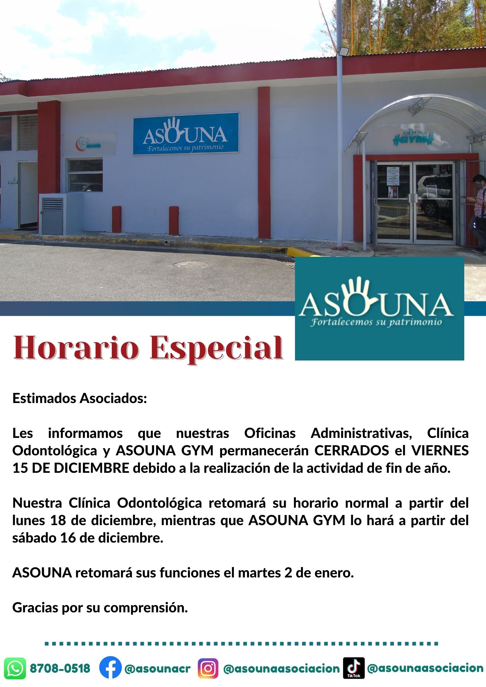 Horario Especial Fin de Año